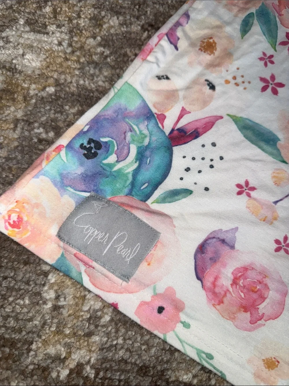 Copper pearl floral car seat carrier cover